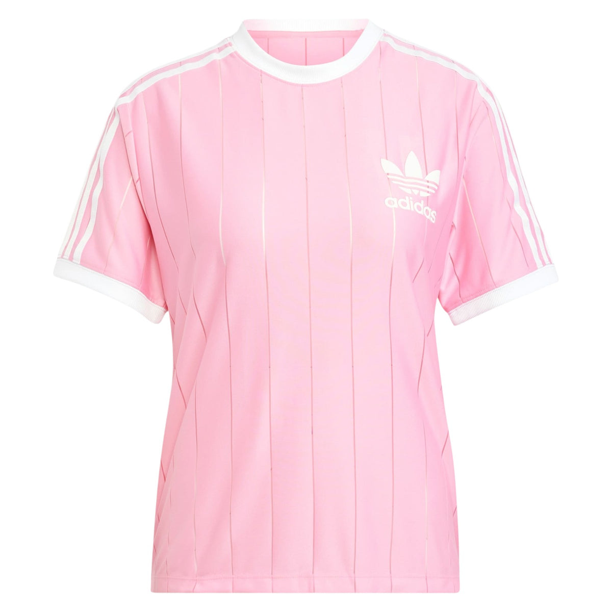 adidas Originals Women's Adicolor 3-Stripes Pinstripe T-Shirt - Pink