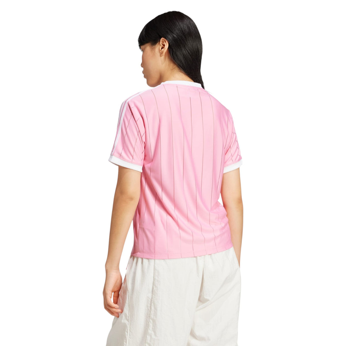 adidas Originals Women's Adicolor 3-Stripes Pinstripe T-Shirt - Pink