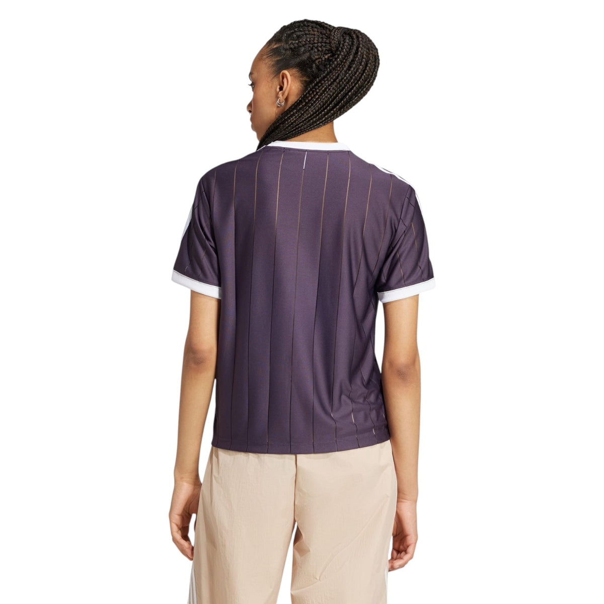 adidas Originals Women's Adicolor 3-Stripes Pinstripe T-Shirt - Purple