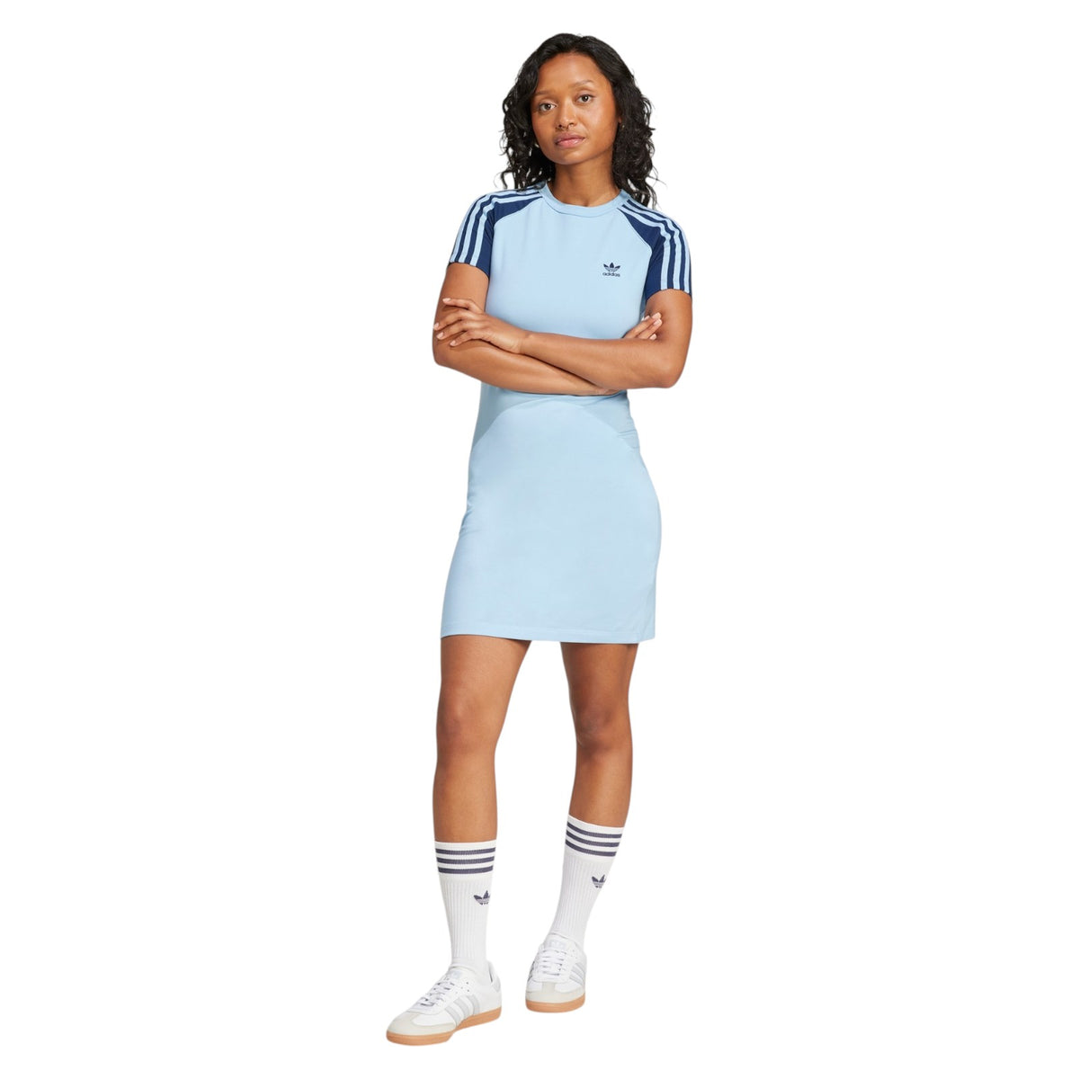 adidas Originals Adicolor 3-Stripes Raglan Short Sleeve Dress - Blue