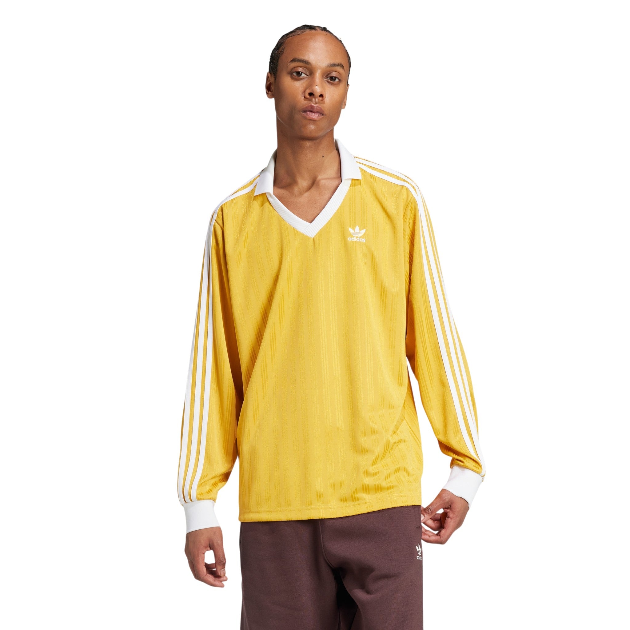 adidas Originals Men's Adicolor Piqué Football Long-Sleeve T-Shirt - Preloved Yellow