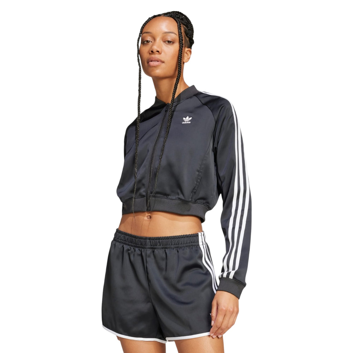 adidas Originals Women's Adicolor Satin Track Top - Black