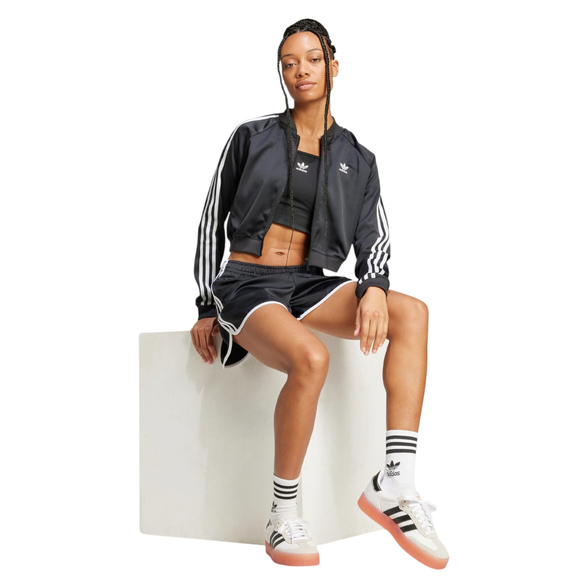 adidas Originals Women's Adicolor Satin Track Top - Black