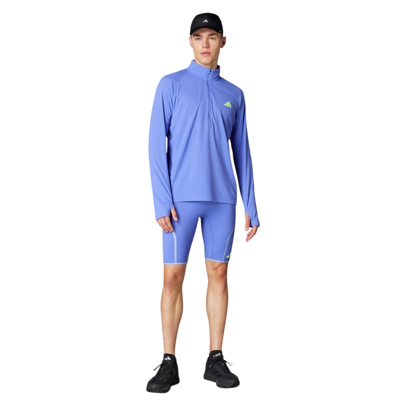 adidas Men's Adizero Running Quarter-Zip Long Sleeve Tee - Blue