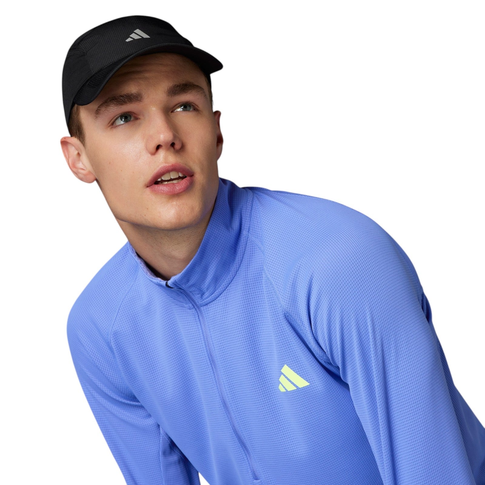 adidas Men's Adizero Running Quarter-Zip Long Sleeve Tee - Blue