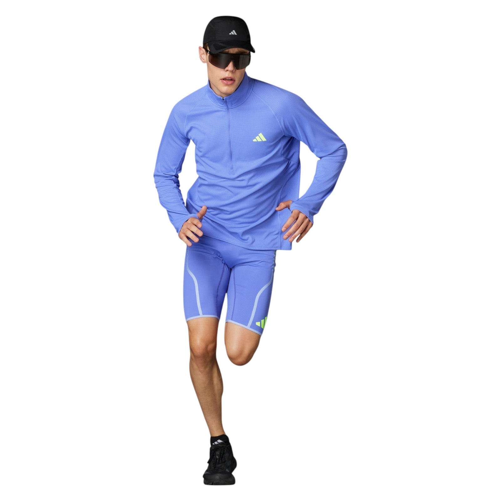 adidas Men's Adizero Running Quarter-Zip Long Sleeve Tee - Blue