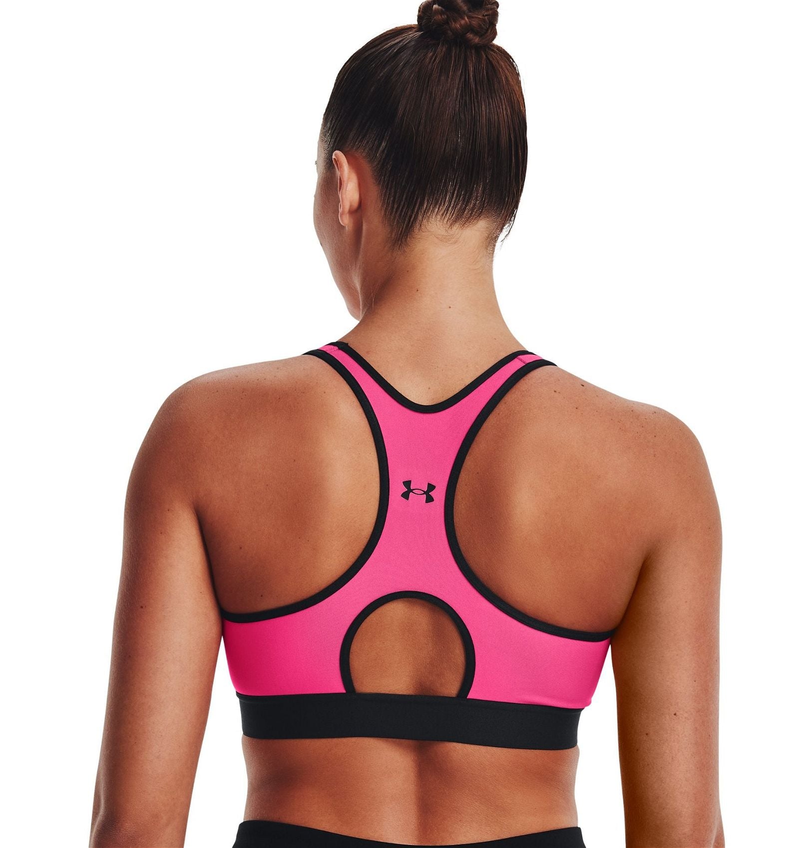 Under Armour Womens HeatGear Mid Keyhole Sports Bra - Pink / Black - ViaductClothing -  -  