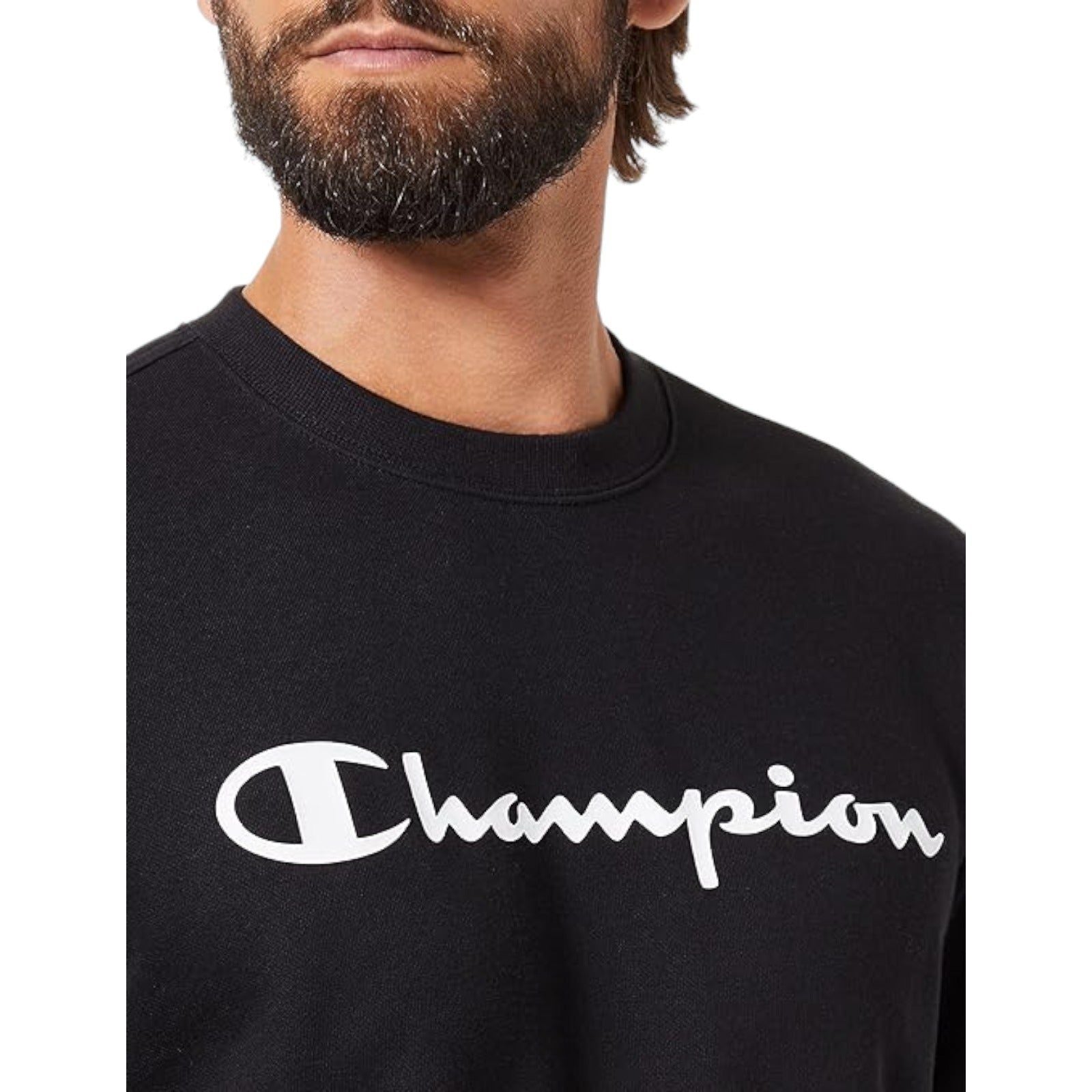 Champion Crew Neck Spellout Fleece Sweatshirt - Black - ViaductClothing -  -  
