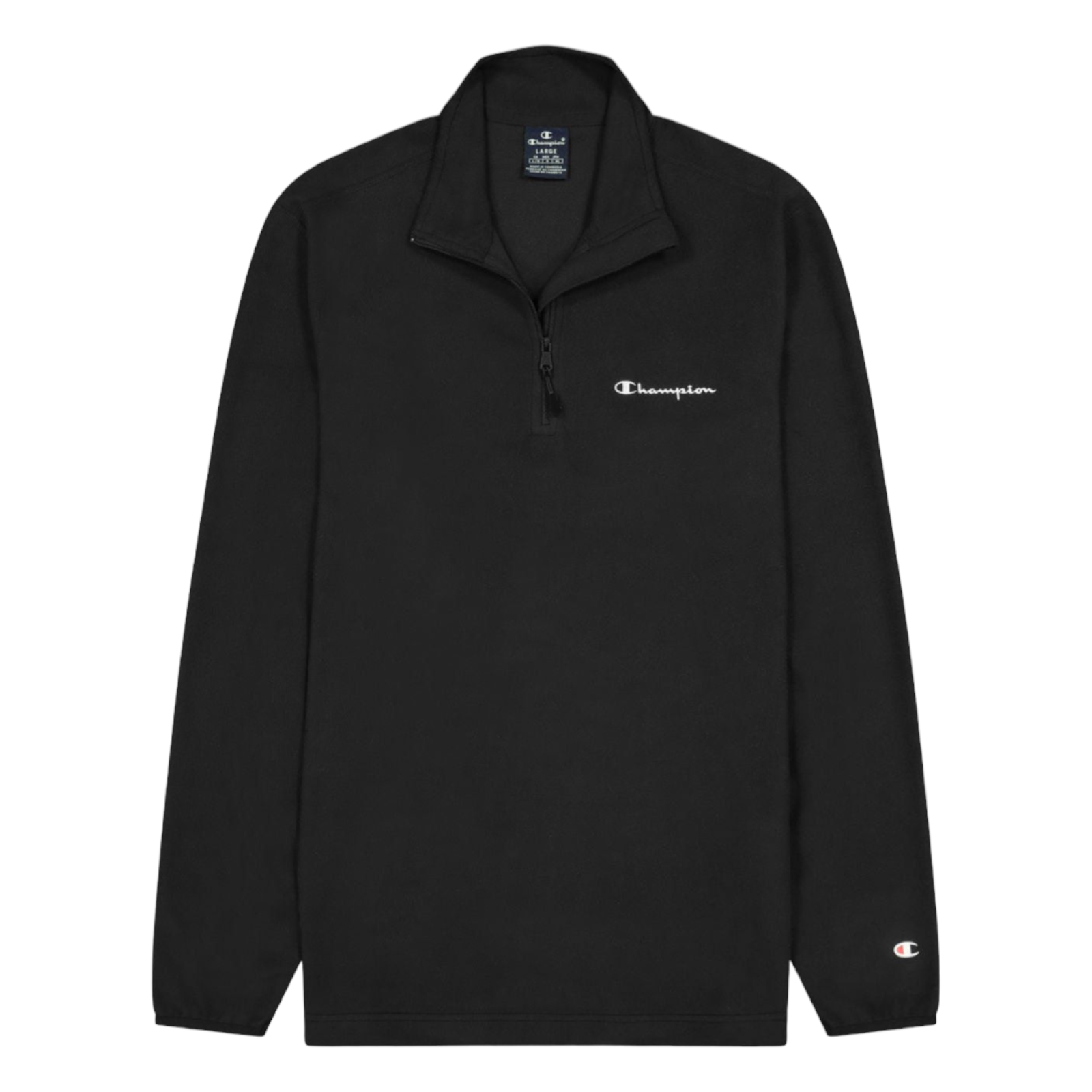 Champion Half Zip-Up Script Logo Fleece Sweatshirt - Black - ViaductClothing -  -  