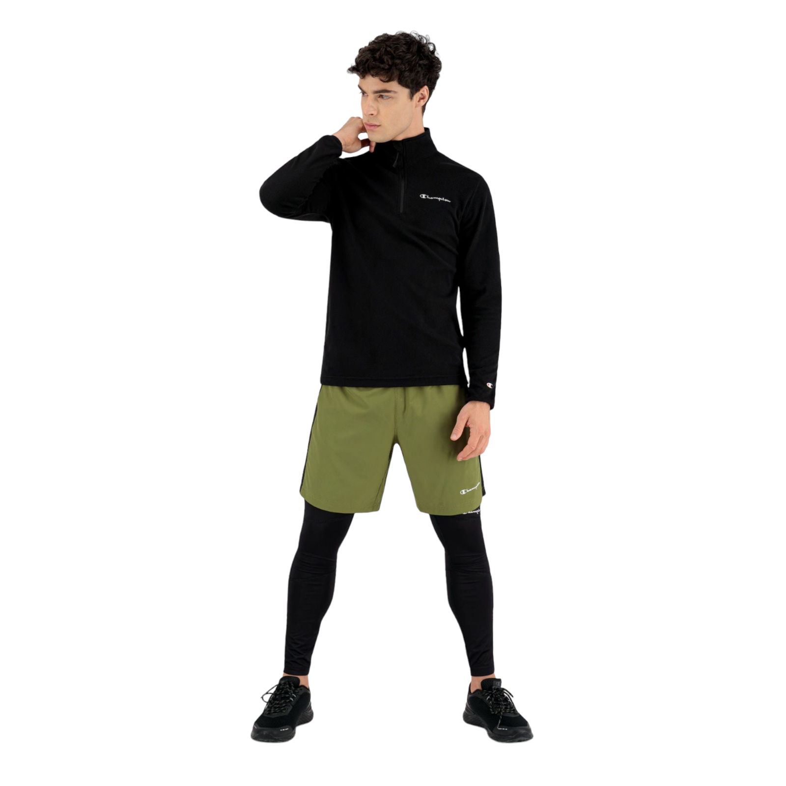 Champion Half Zip-Up Script Logo Fleece Sweatshirt - Black - ViaductClothing -  -  
