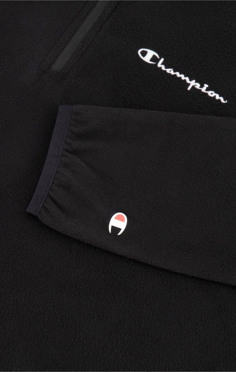 Champion Half Zip-Up Script Logo Fleece Sweatshirt - Black - ViaductClothing -  -  