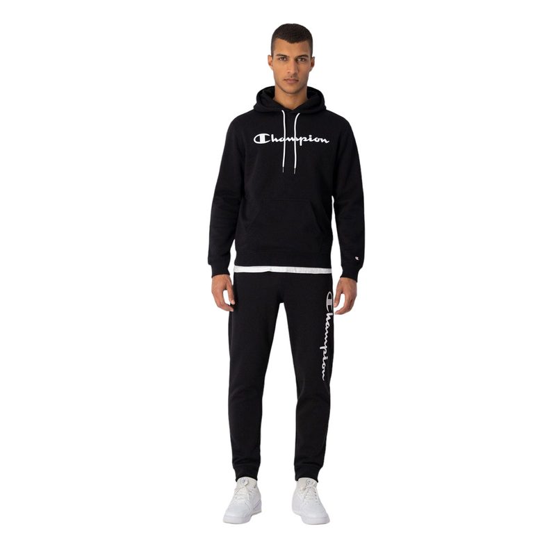 Champion Legacy Hooded Sweatshirt Fleece Hoodie Black White 218282 ViaductClothing