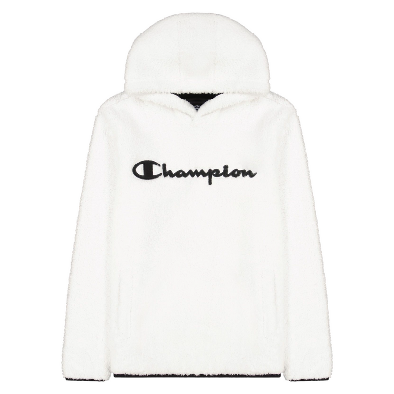 Champion Legacy Script Logo Polar Fleece Hoodie - White - ViaductClothing -  -  