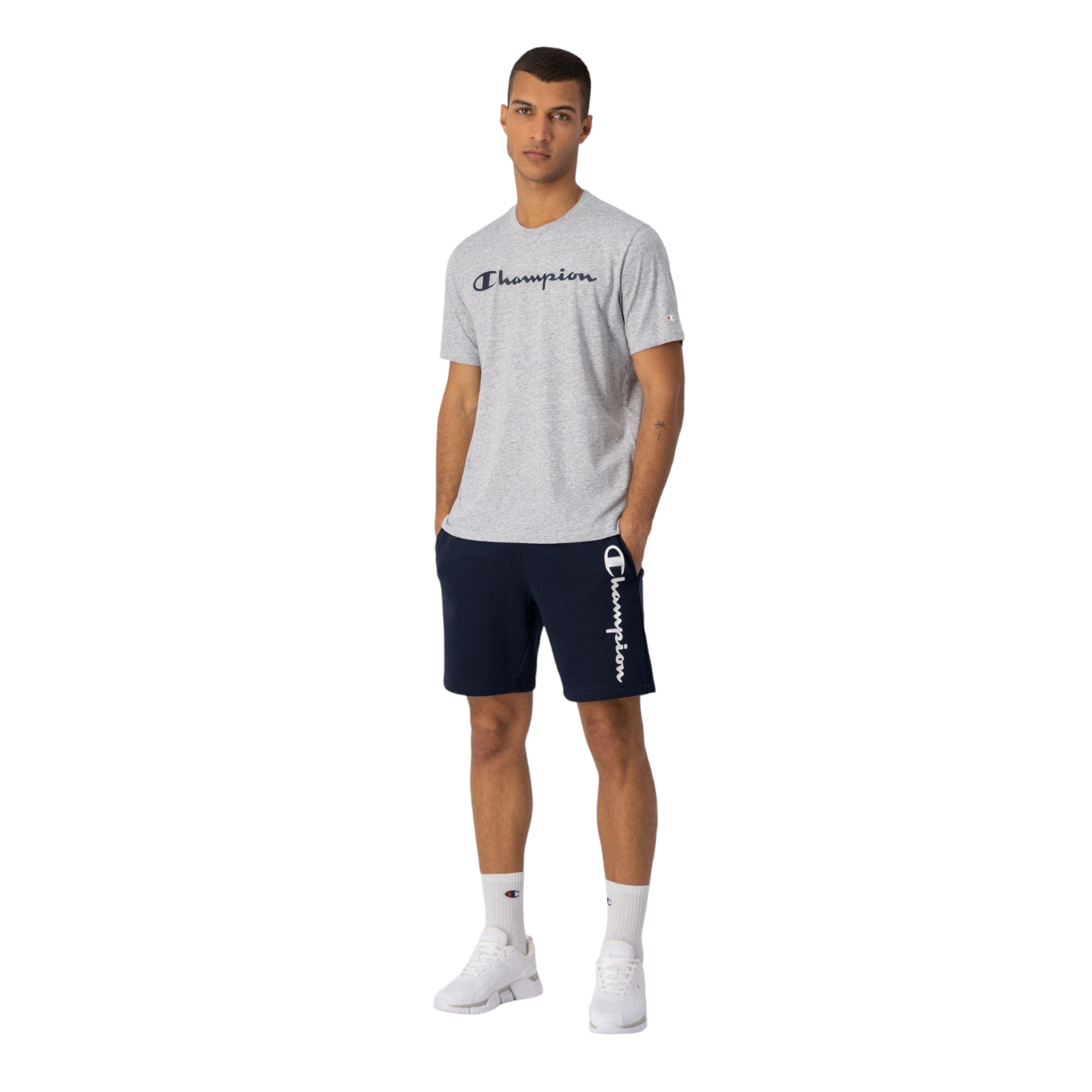 Champion Legacy Spellout Big Logo Tee - Grey - ViaductClothing -  -  