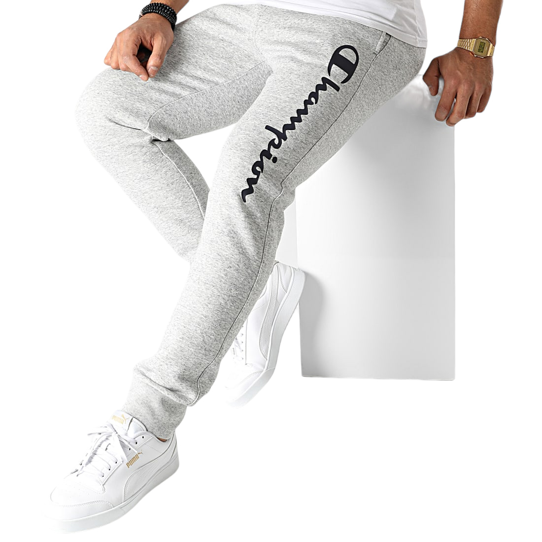 Champion Logo Fleece Joggers Sweat Pants - Grey - ViaductClothing -  -  