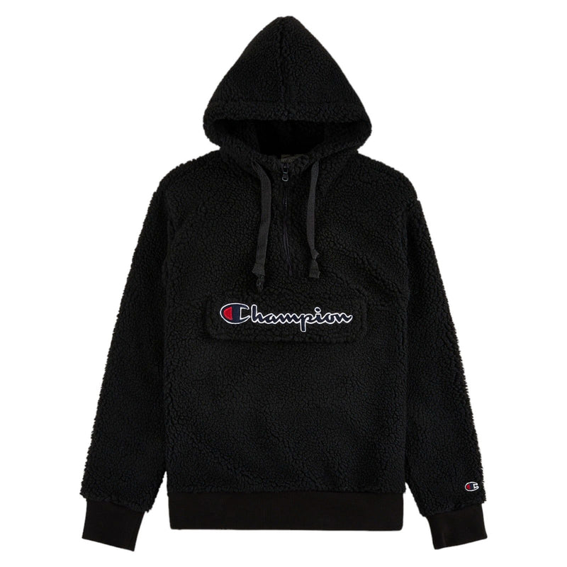 Champion Rochester Half Zip Sherpa Hooded Fleece Jacket - Black - ViaductClothing -  -  