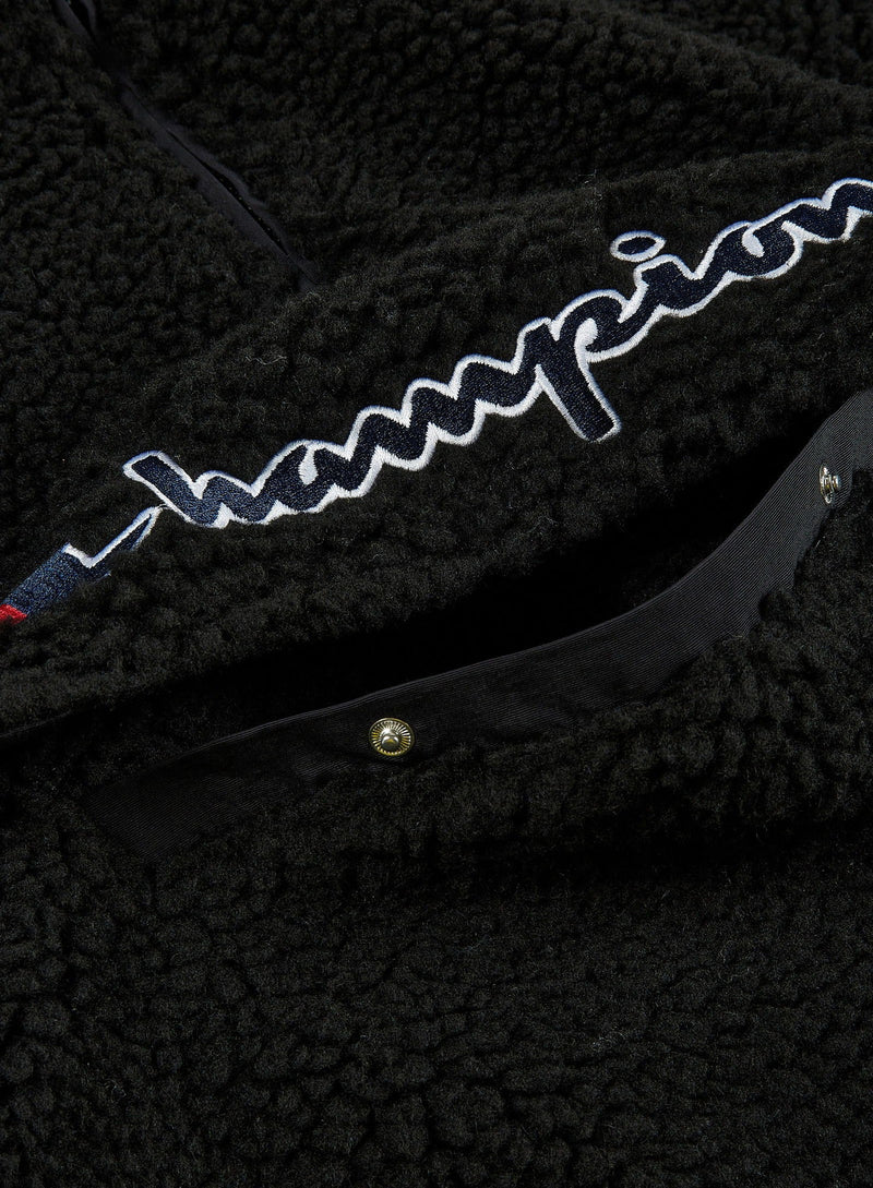 Champion Rochester Half Zip Sherpa Hooded Fleece Jacket - Black - ViaductClothing -  -  