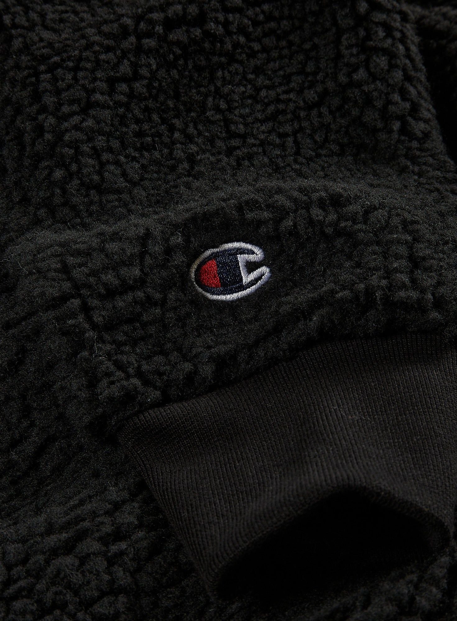 Champion Rochester Half Zip Sherpa Hooded Fleece Jacket - Black - ViaductClothing -  -  