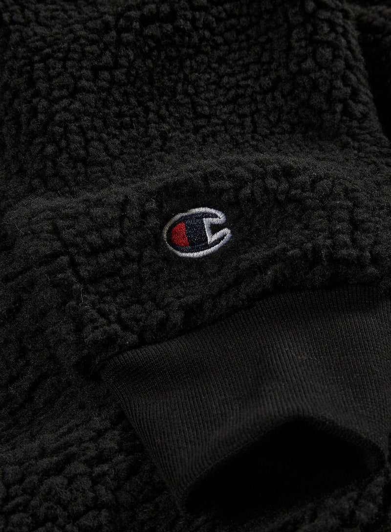 Champion Rochester Half Zip Sherpa Hooded Fleece Jacket - Black - ViaductClothing -  -  
