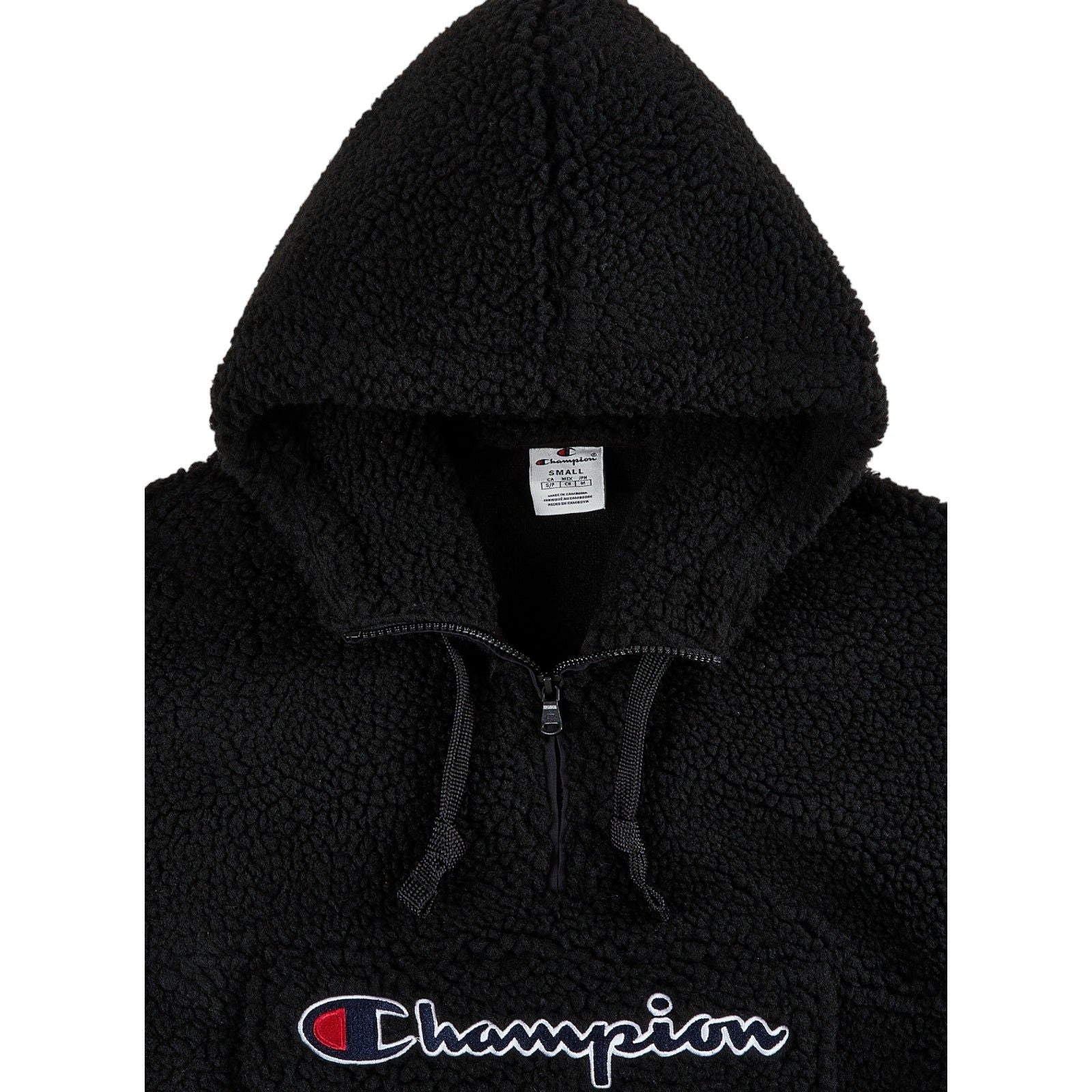 Champion Rochester Half Zip Sherpa Hooded Fleece Jacket - Black - ViaductClothing -  -  