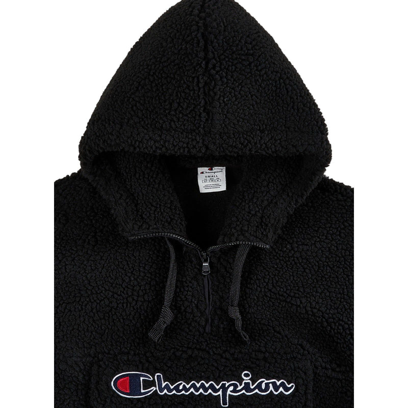Champion Rochester Half Zip Sherpa Hooded Fleece Jacket - Black - ViaductClothing -  -  