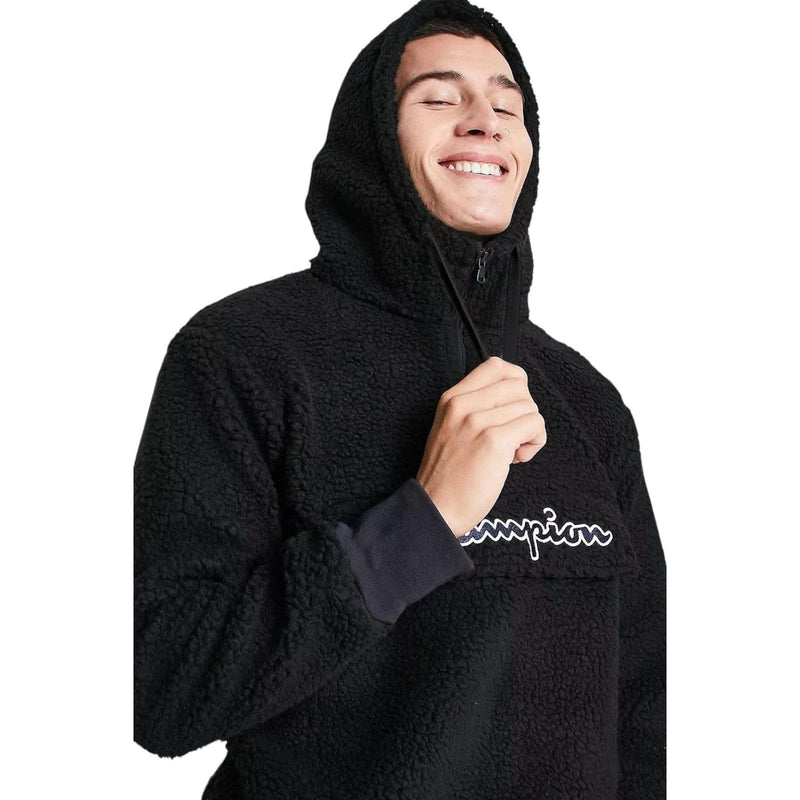 Champion Rochester Half Zip Sherpa Hooded Fleece Jacket - Black - ViaductClothing -  -  