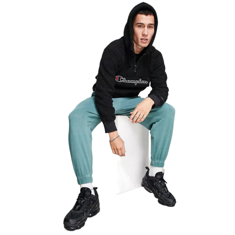 Champion Rochester Half Zip Sherpa Hooded Fleece Jacket - Black - ViaductClothing -  -  