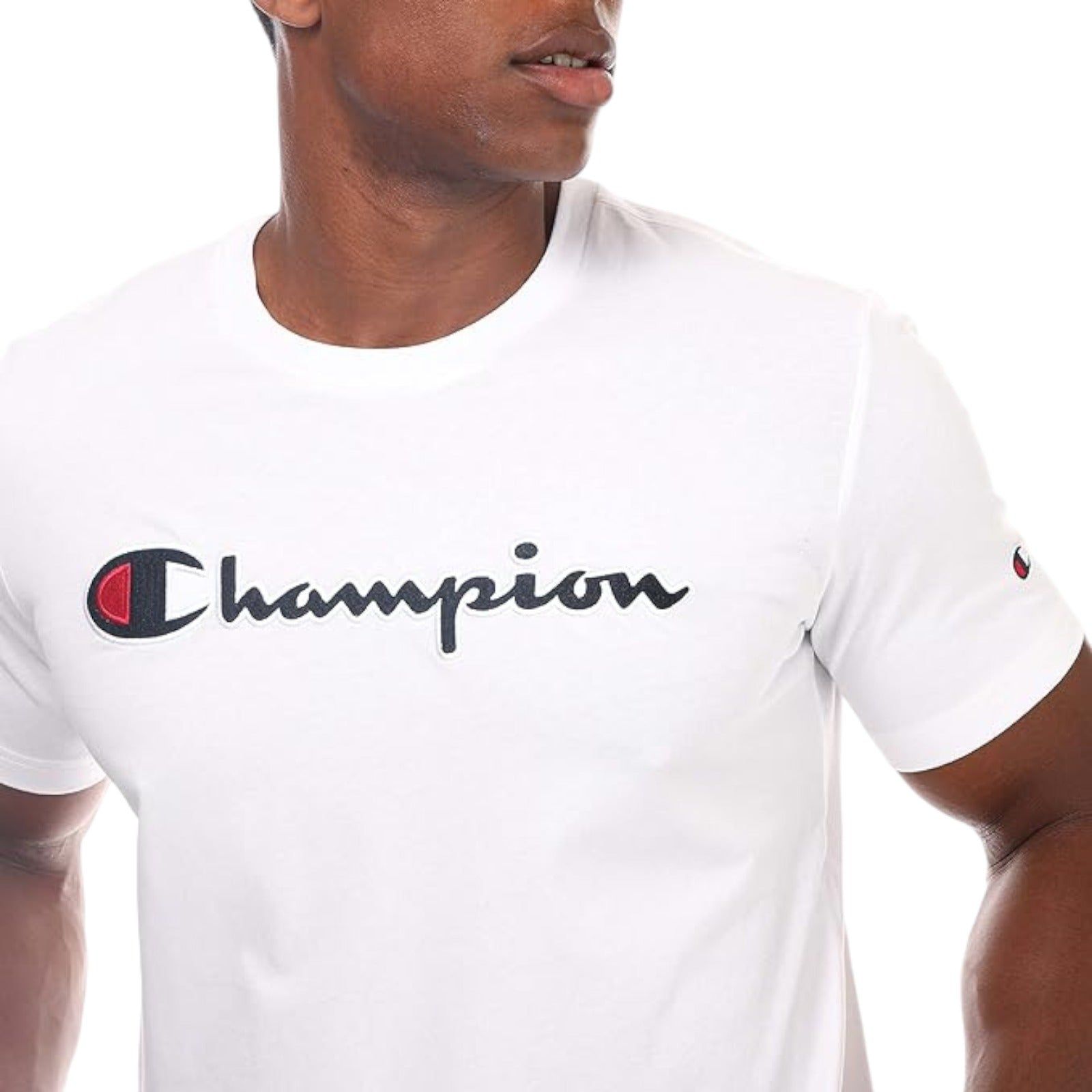 Champion Script Logo Embroidery T-shirt - White - ViaductClothing -  -  
