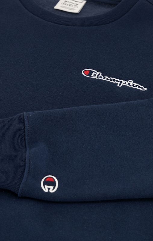 Champion Sweatshirt Small Script Logo Embroidery - Navy - ViaductClothing -  -  