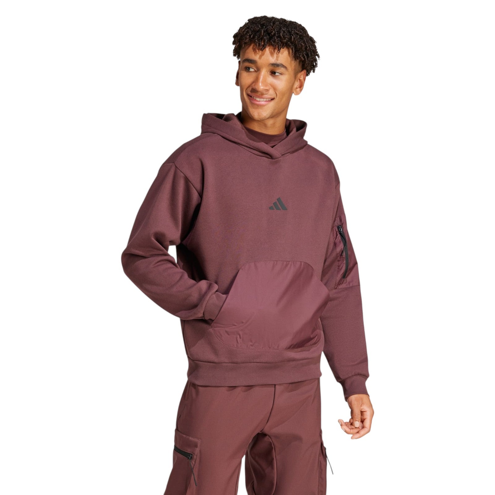 adidas Men's City Escape Fleece Hoodie - Burgundy