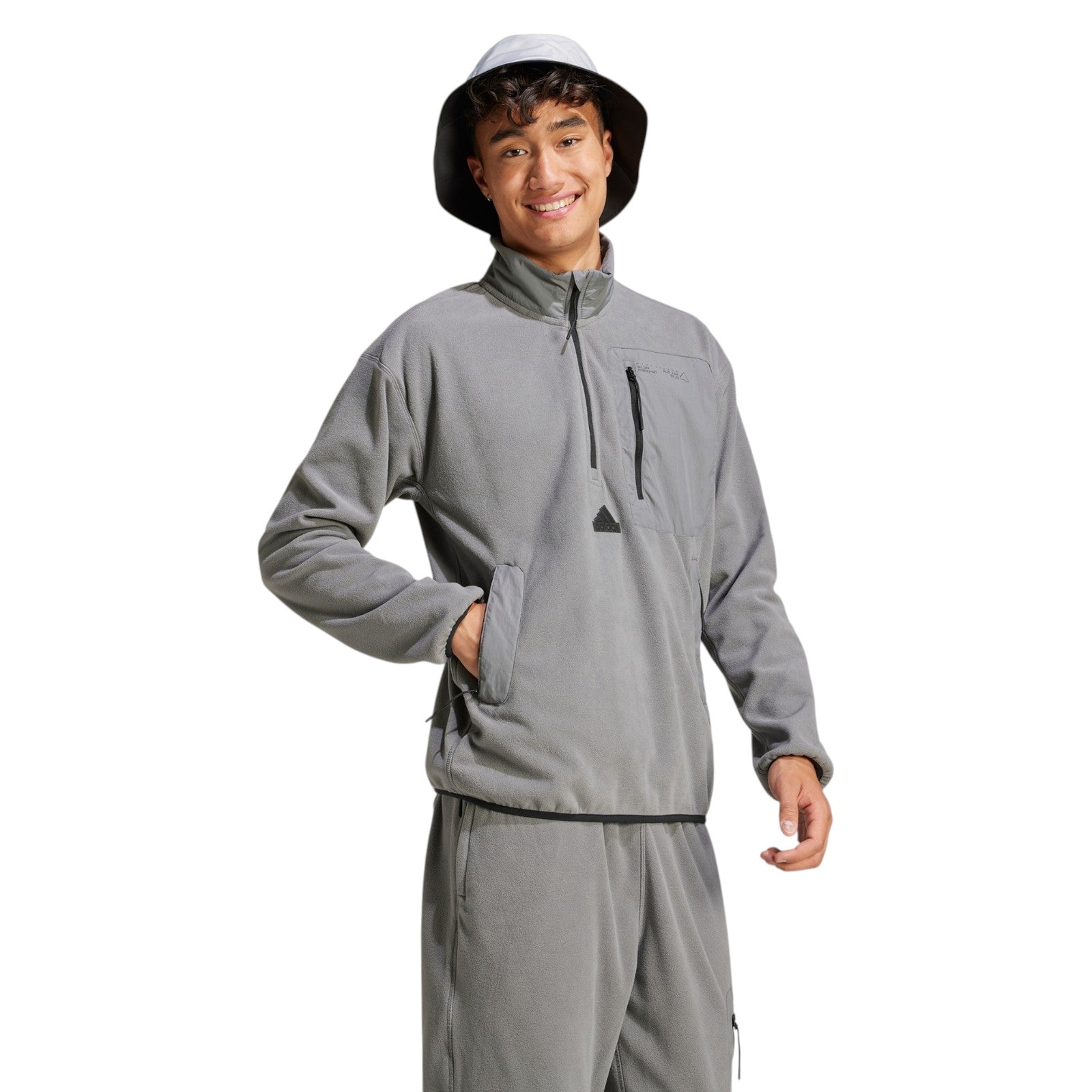 adidas Men's City Escape Polar Fleece 1/2 Zip Top - Grey