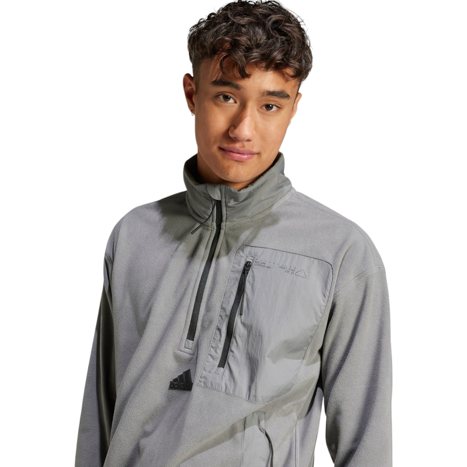 adidas Men's City Escape Polar Fleece 1/2 Zip Top - Grey