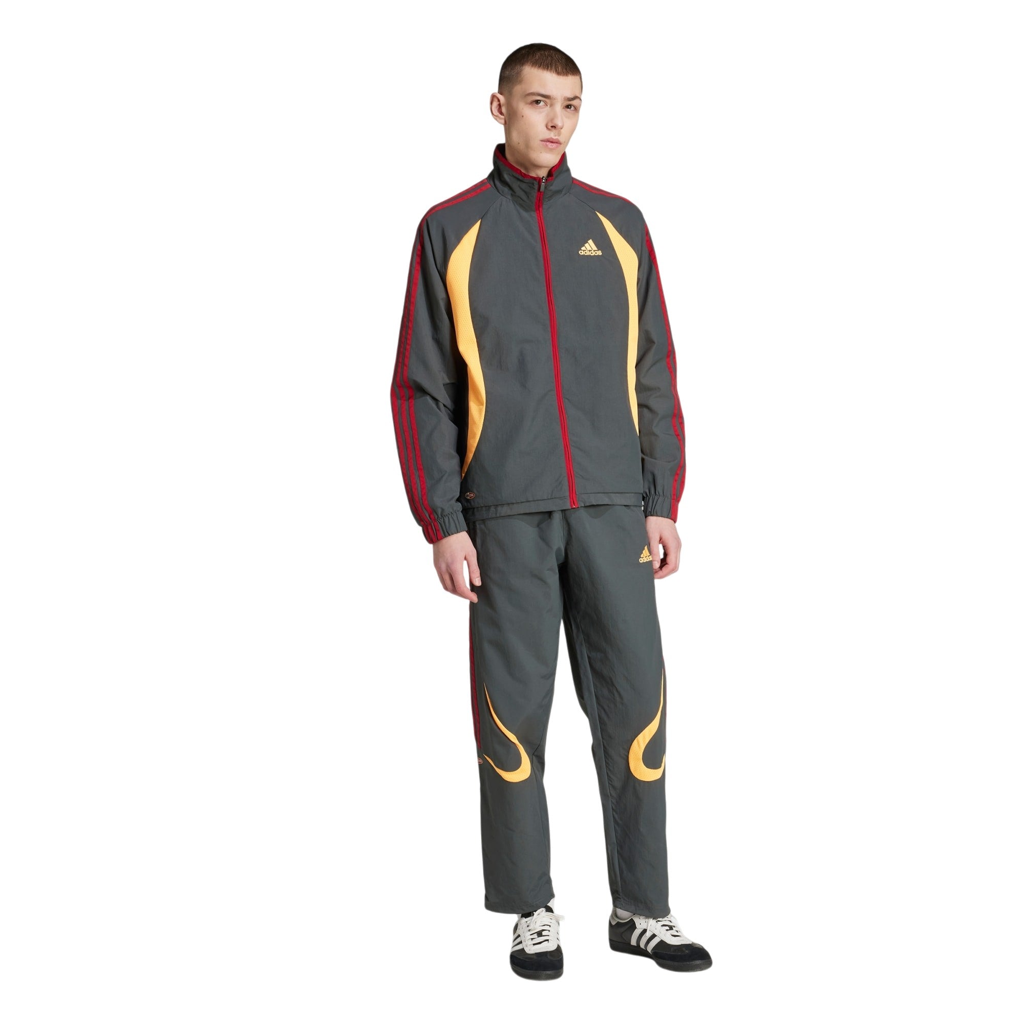 adidas Originals Men's Climacool Track Top - Grey Six / Flash Orange / Team Victory Red