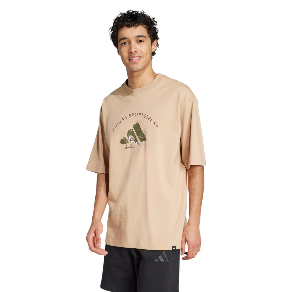 adidas Men's Codes Doodle Scooter Graphic Tee - Beige