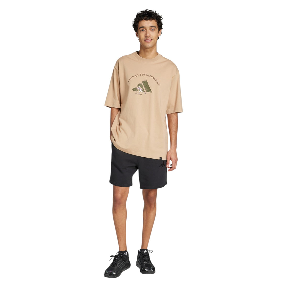 adidas Men's Codes Doodle Scooter Graphic Tee - Beige