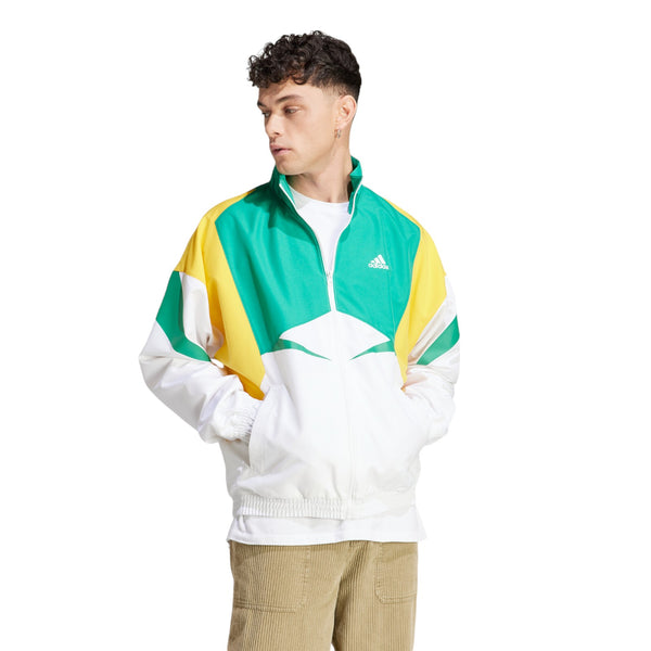 adidas Colourblock Track Top Jacket - White / Court Green