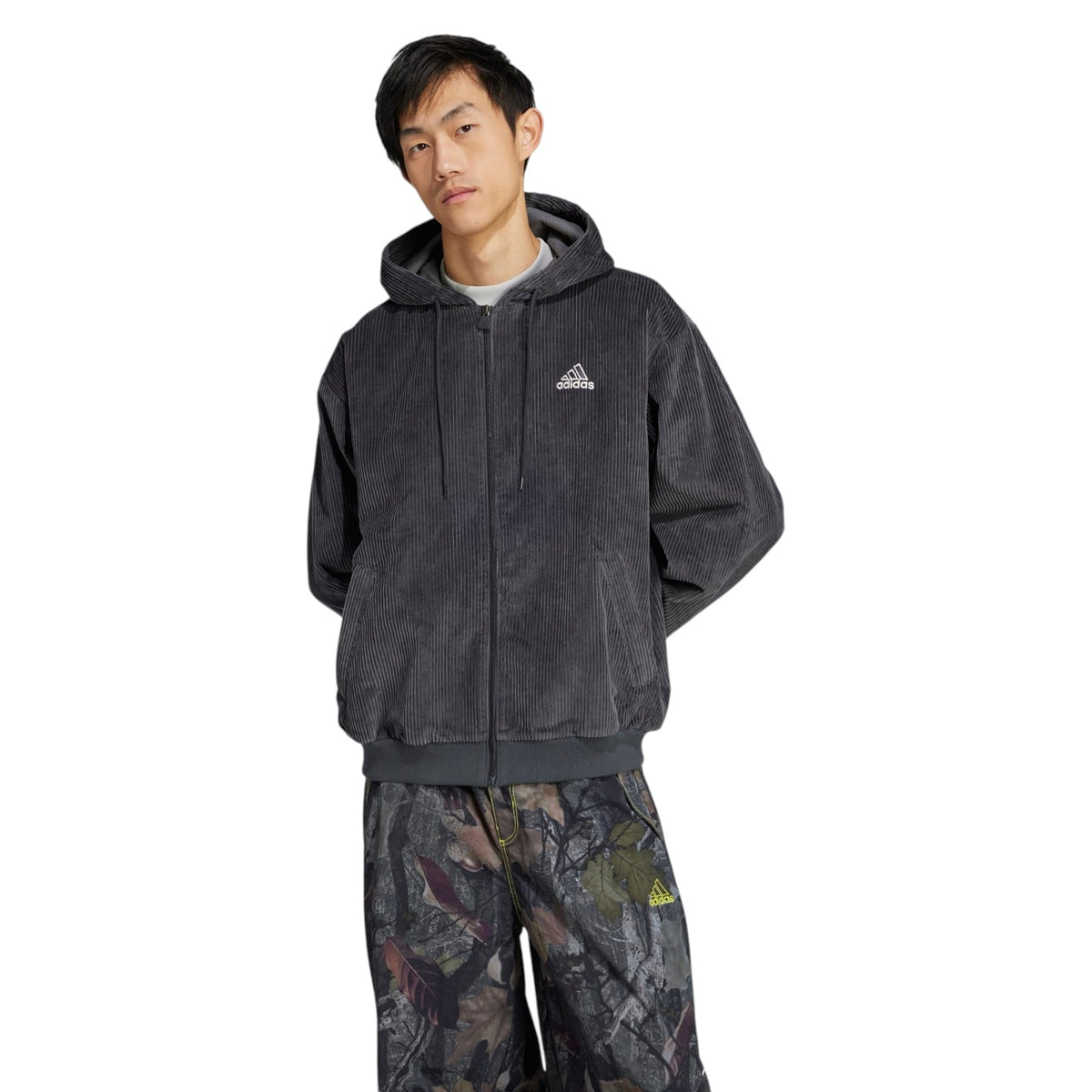 adidas Originals Retro Sports Full Zip Cord Hoodie - Grey
