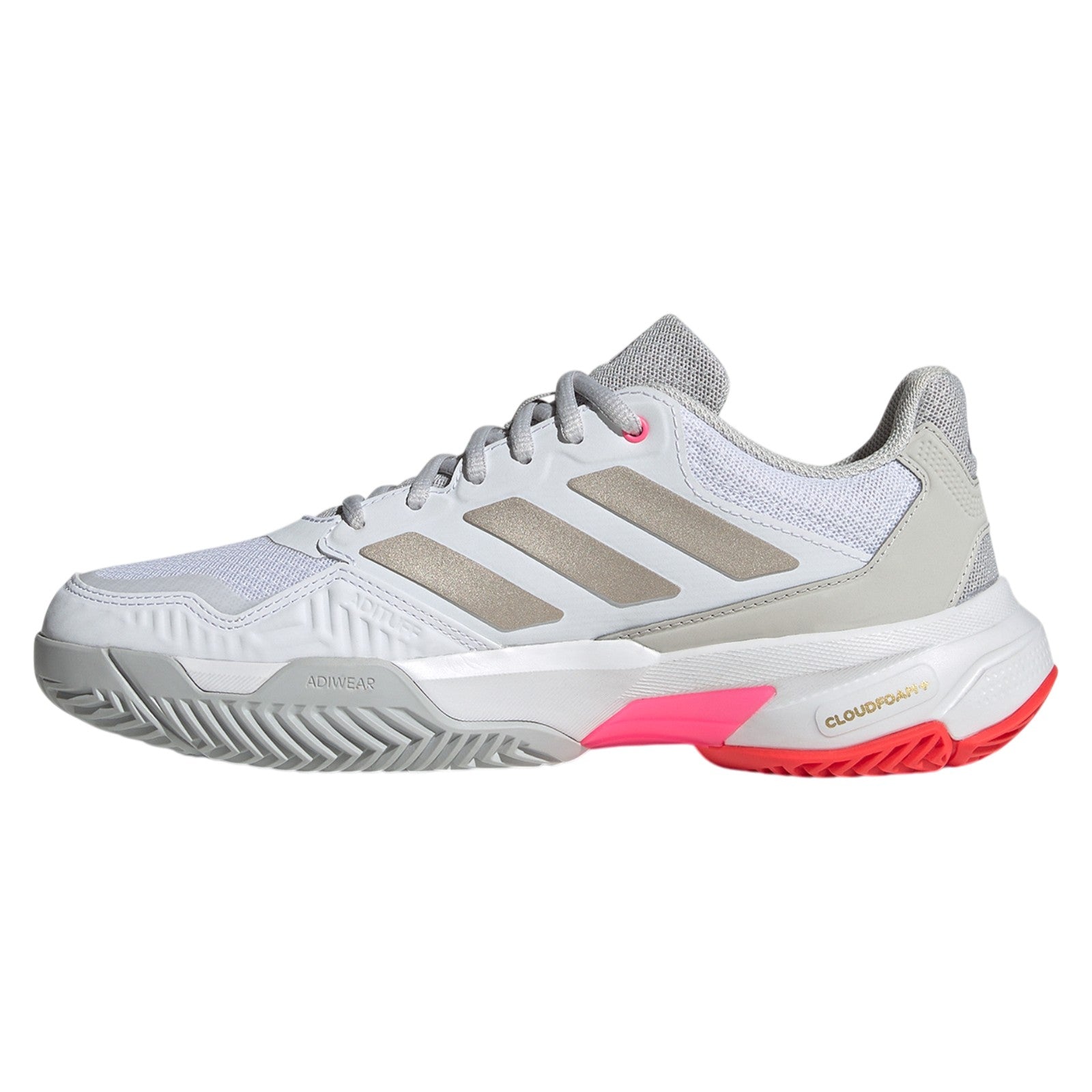 adidas Womens Courtjam Control 3 Tennis Shoes - Cloud White / Iron Metalic