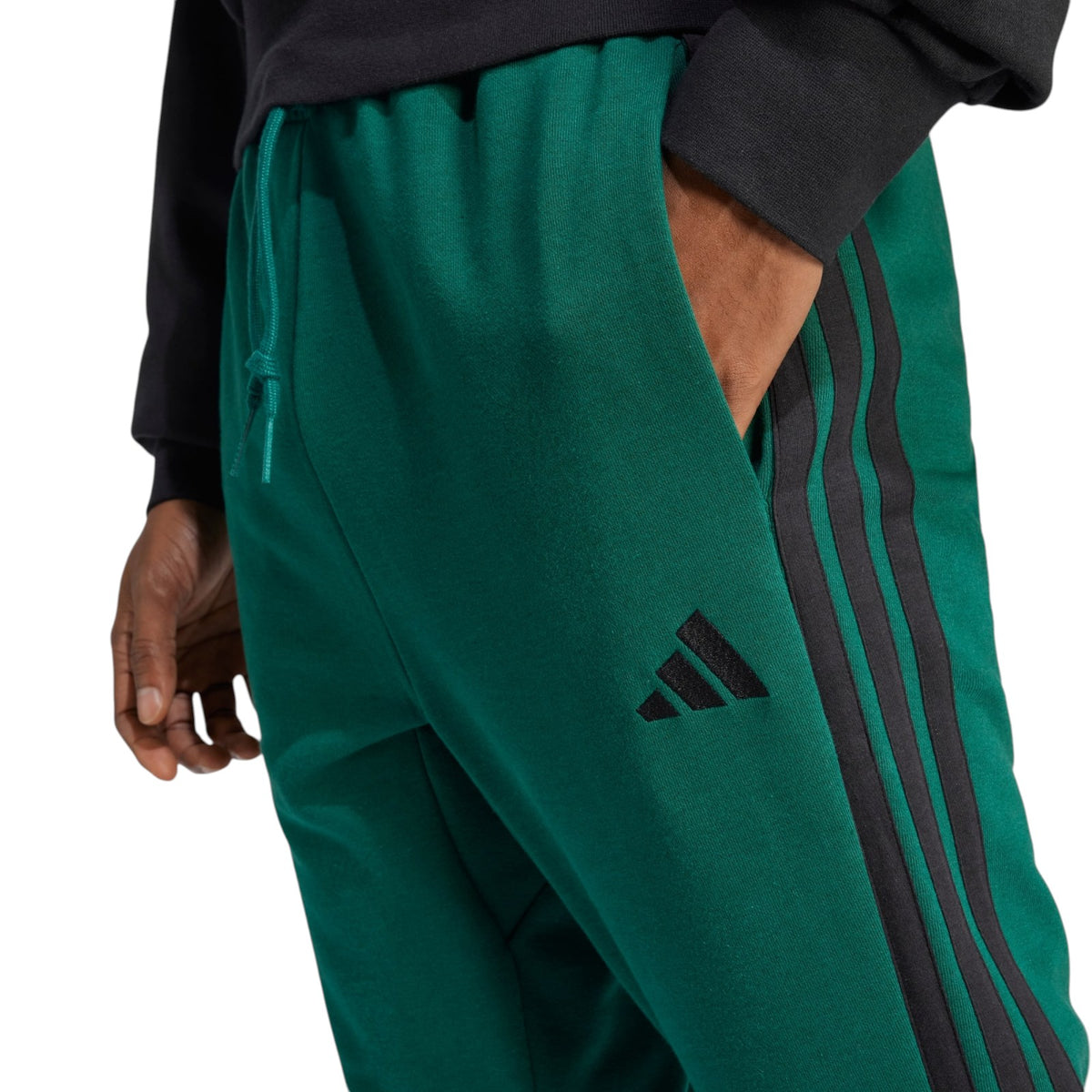 adidas Men's Essential 3-Stripes French Terry Pants - Green