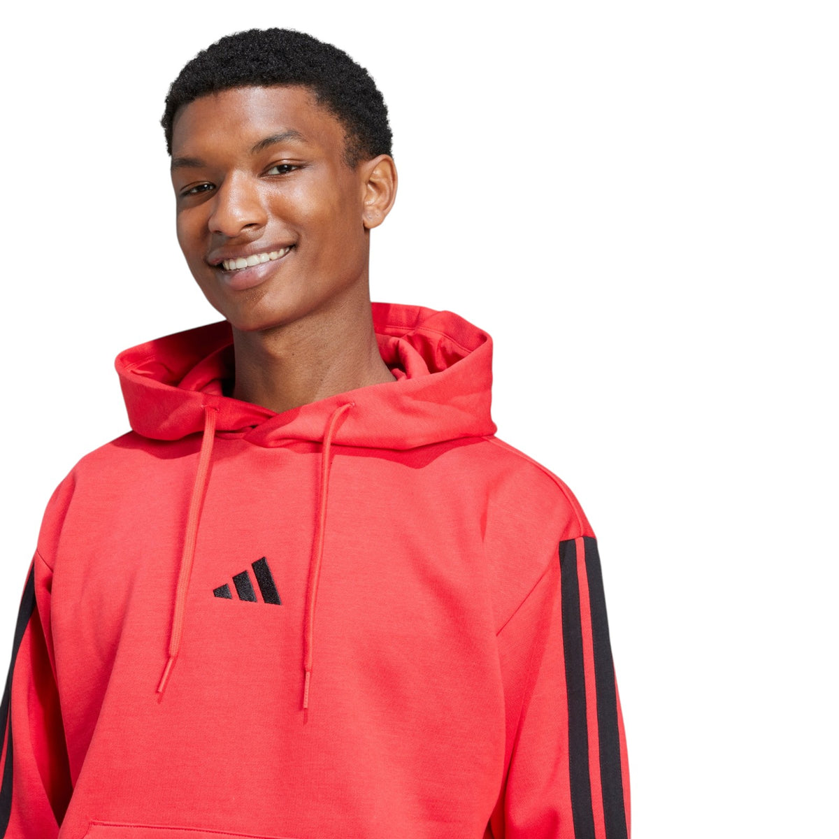 adidas Men's Essentials 3-Stripes Fleece Hoodie - Red