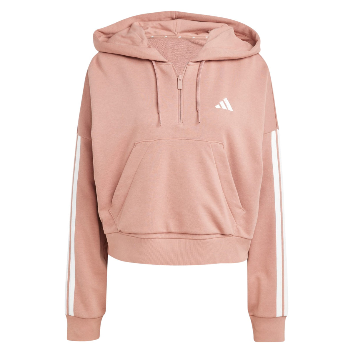 adidas Women's Essentials 3-Stripes French Terry Quarter-Zip Hoodie - Beige