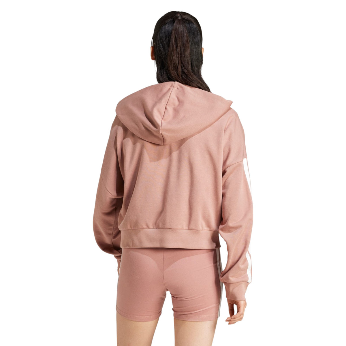adidas Women's Essentials 3-Stripes French Terry Quarter-Zip Hoodie - Beige