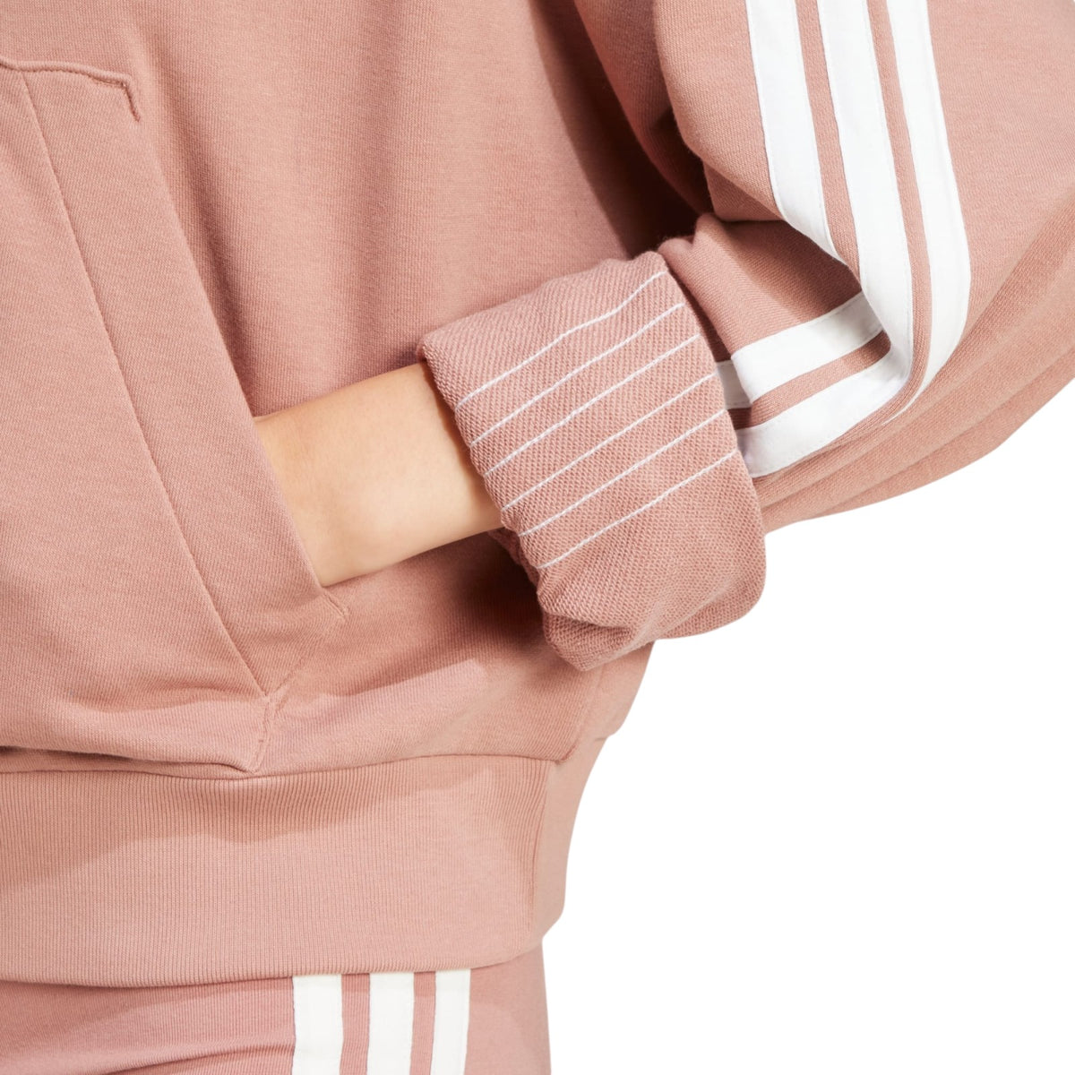 adidas Women's Essentials 3-Stripes French Terry Quarter-Zip Hoodie - Beige