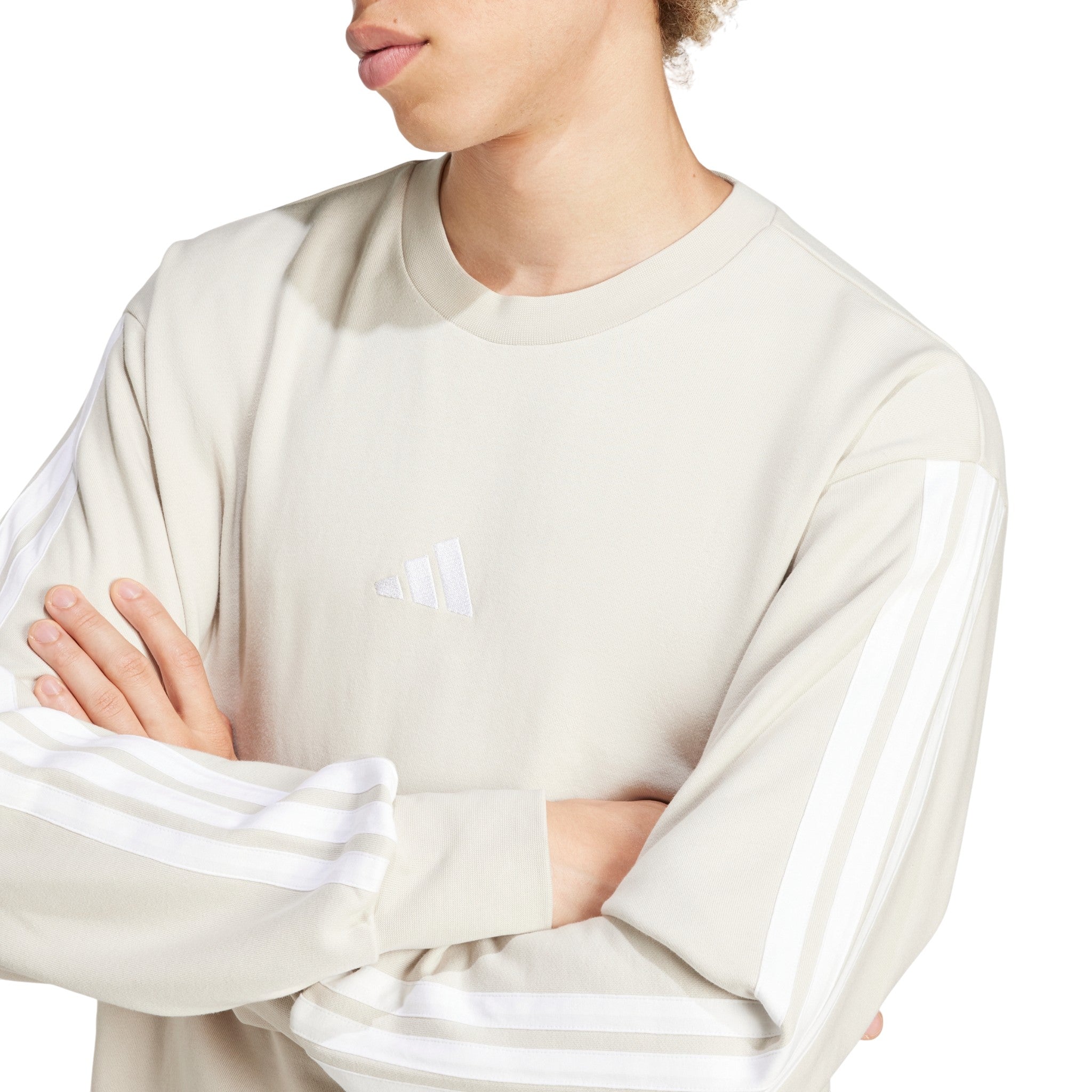adidas Essentials 3-Stripes French Terry Sweatshirt - Beige