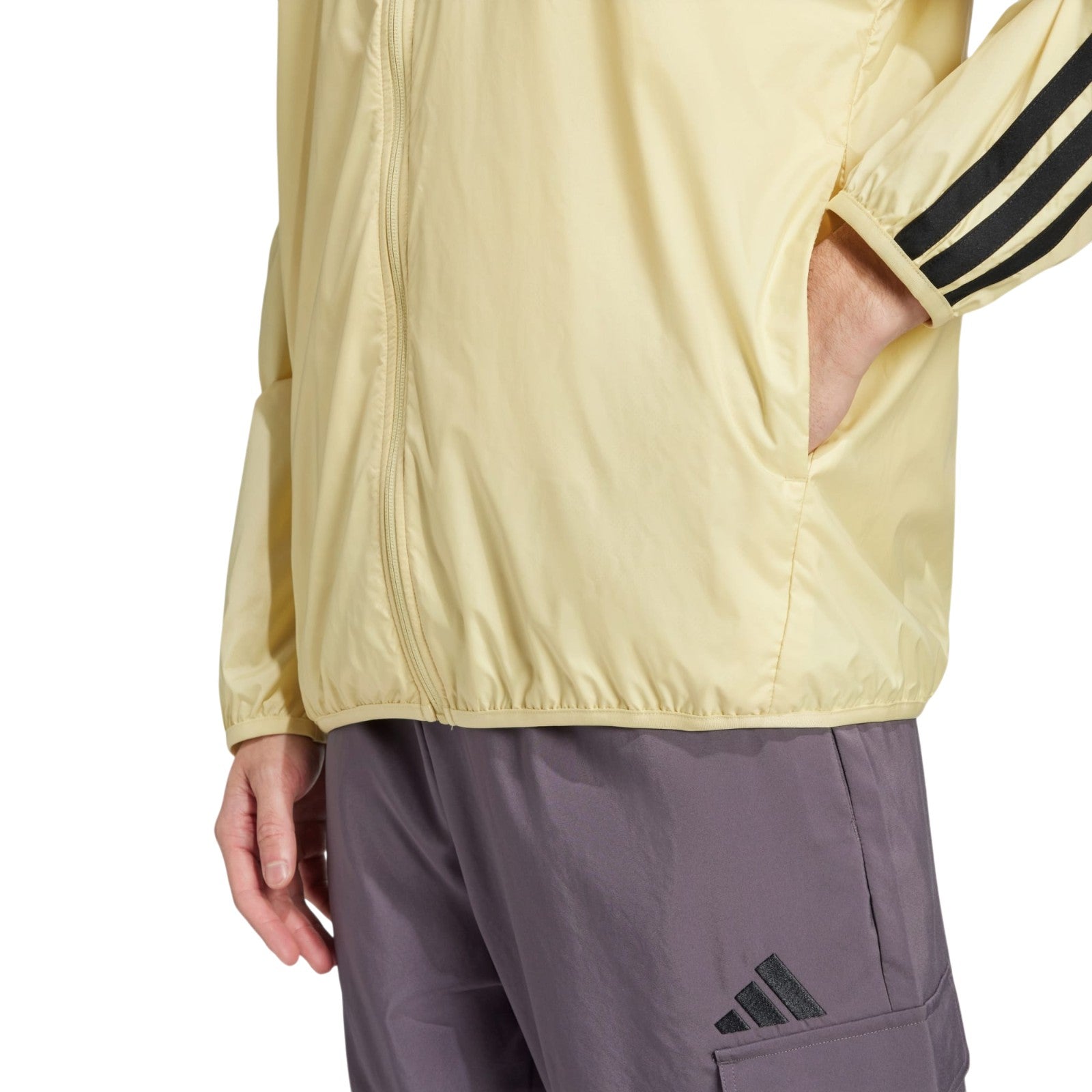 adidas Men's 3-Stripes Windbreaker - Powder Yellow