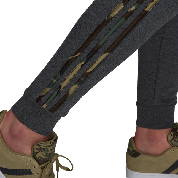 adidas Essentials Fleece Camo-Print Pants - Dark Grey Heather / Semi Solar Gold