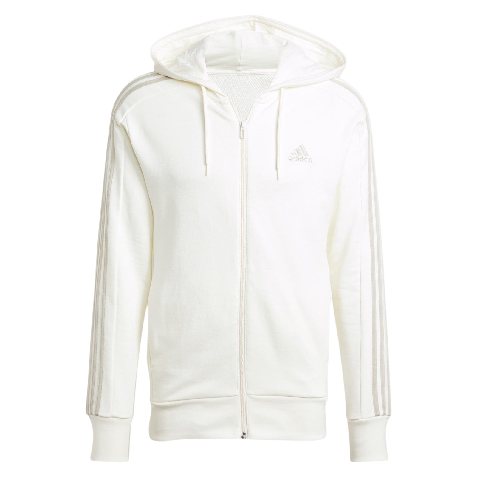 adidas Men's Essentials French Terry 3-Stripes Full-Zip Hoodie - White