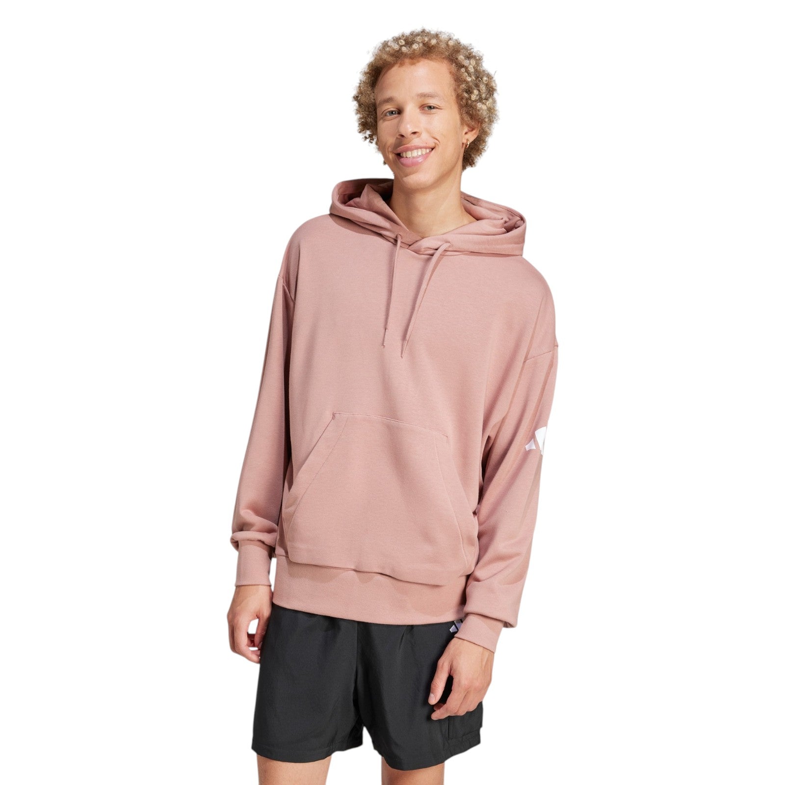 adidas Men's Essentials Loose-Fit 3 Bar Logo Hoodie - Pink