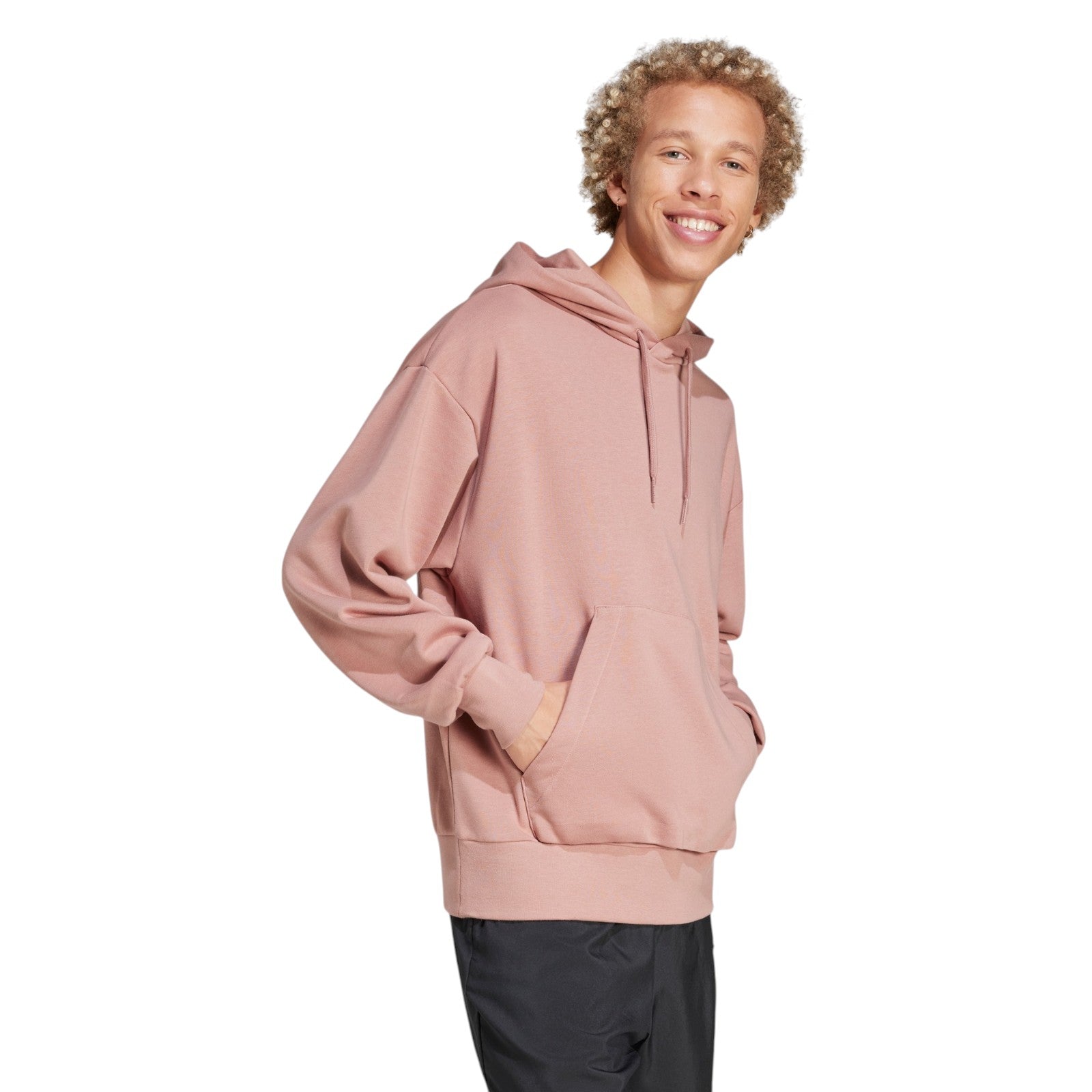 adidas Men's Essentials Loose-Fit 3 Bar Logo Hoodie - Pink