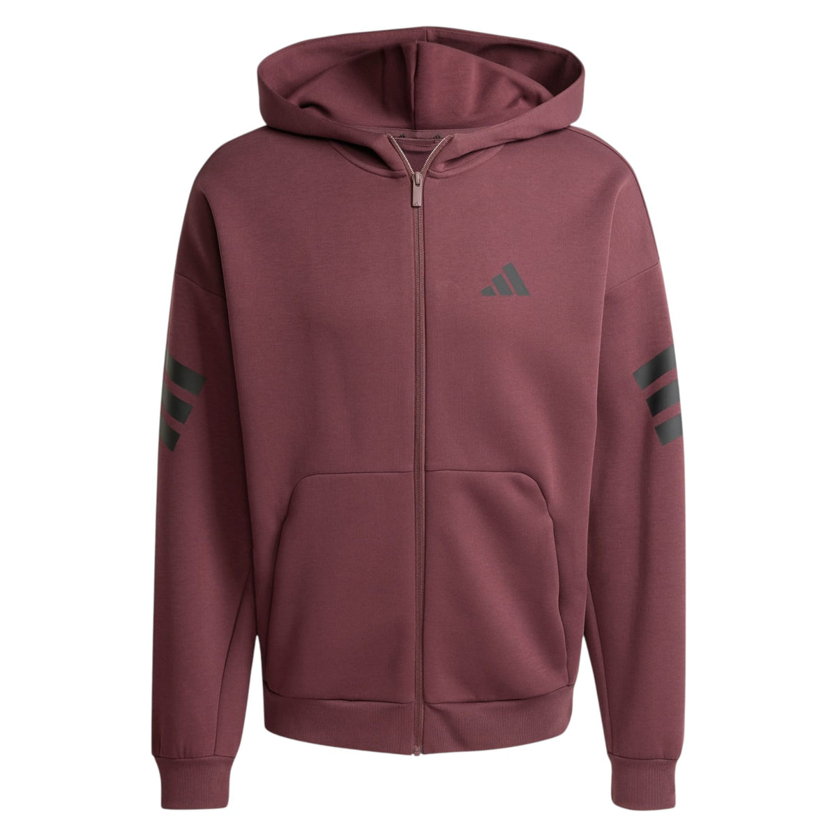 adidas Men's Future Icons 3-Stripes Full-Zip Hoodie - Burgundy
